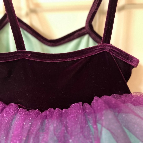 Girls Curtain Call Tiny Dancer Teal and Purple Sequin Dance Costume Size CXS - Picture 6 of 7